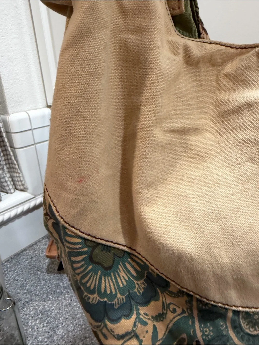 Vintage Lucky Brand Peace Sign Shoulder Bag Canvas Boho Tote (Please Read)